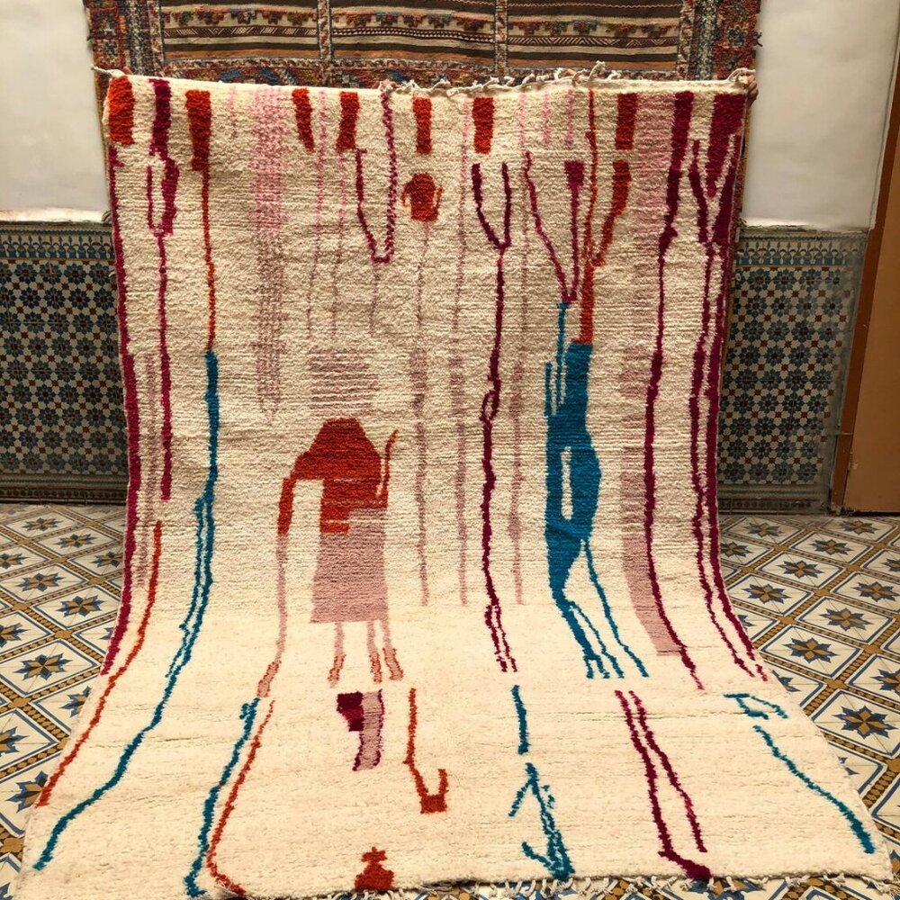 Large  Abstract Ourika Handmade Moroccan Rug - Wool carpet-10'.2"x6'.6"